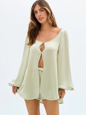 Burnish Penelope Blouse & Bow Hot Short Pistachio Size S US 4 (new w tags!)
